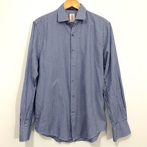 Robert Graham Blue Checkered Natural Stretch Tailored Fit Button Down Shirt M/L
